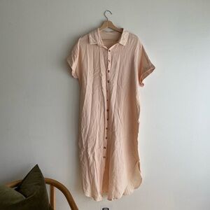 Peach Button Up Midi Dress or Cardigan